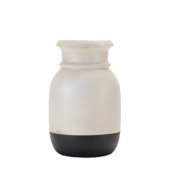 Dual-Tone Ceramic Candle Holder Set, 6.25" & 8.25"